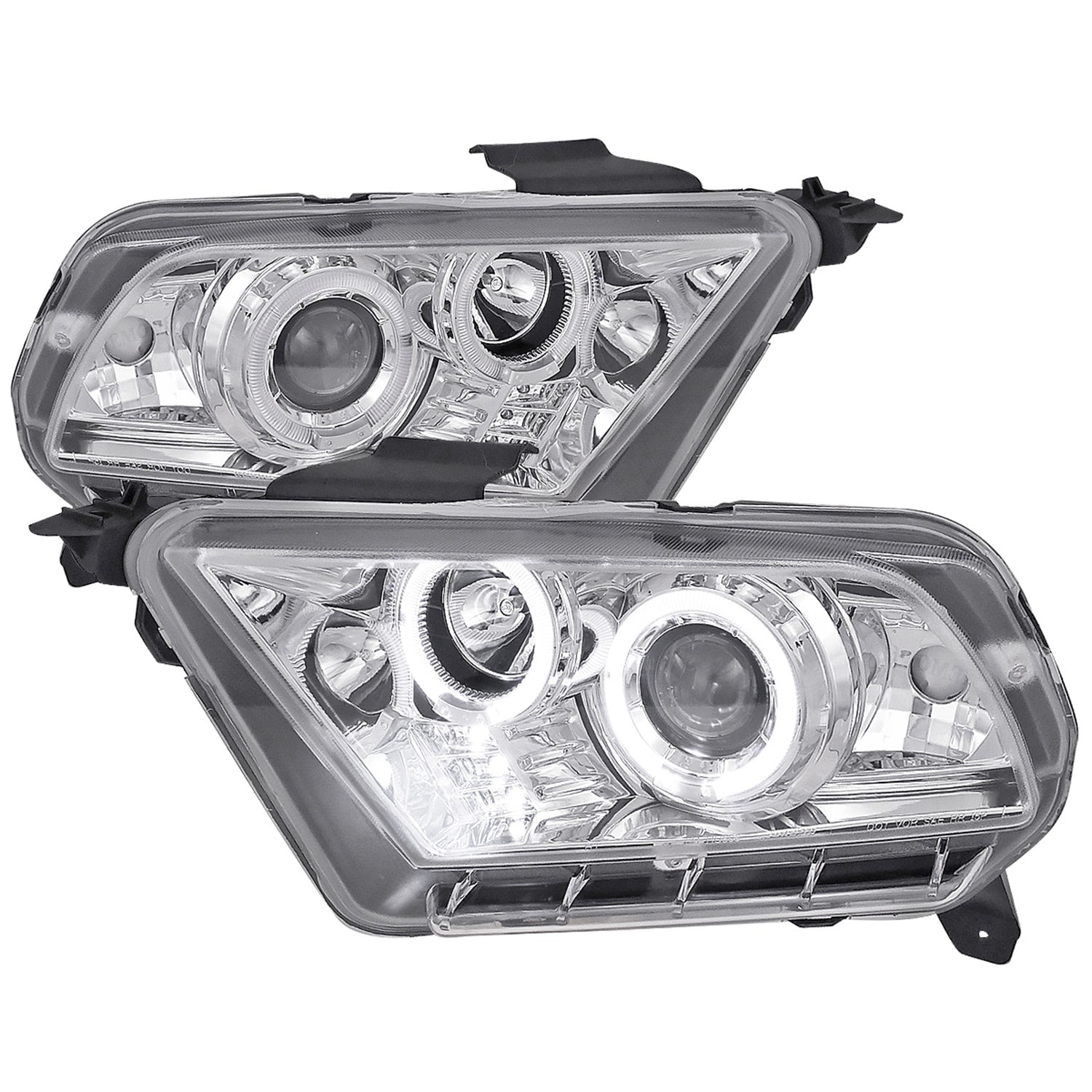 2010-2014 Ford Mustang Dual Halo Projector Headlights Chrome/Clear Lens