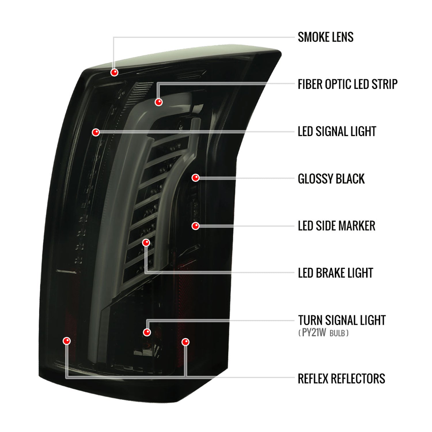 2003-2007 Cadillac CTS LED Tail Lights Glossy Black Housing/Smoke Lens