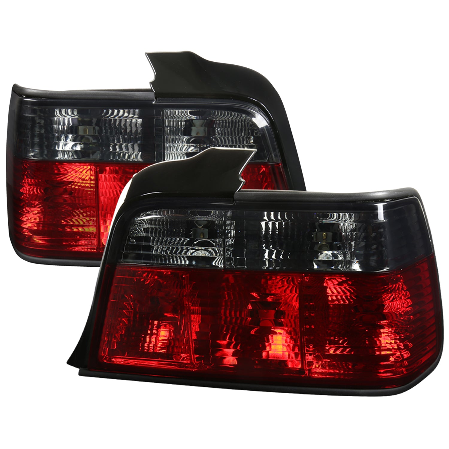 1992-1998 BMW E36 3 Series Sedan Tail Lights Chrome Housing/Red Smoke Lens