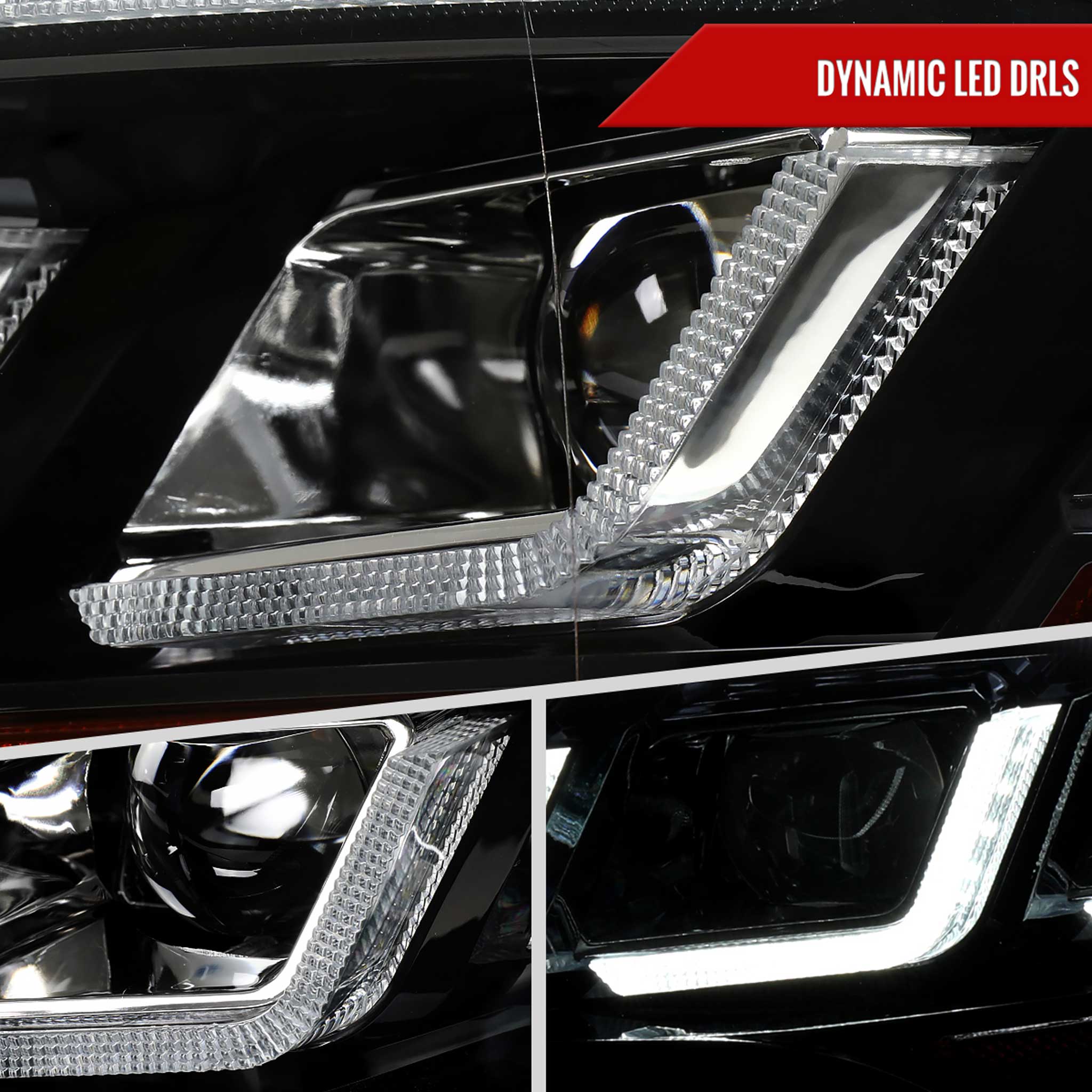 For Ford Mustang 2018-2023 Full LED Projector Headlights Sequential Start Up Black Housing Clear Lens