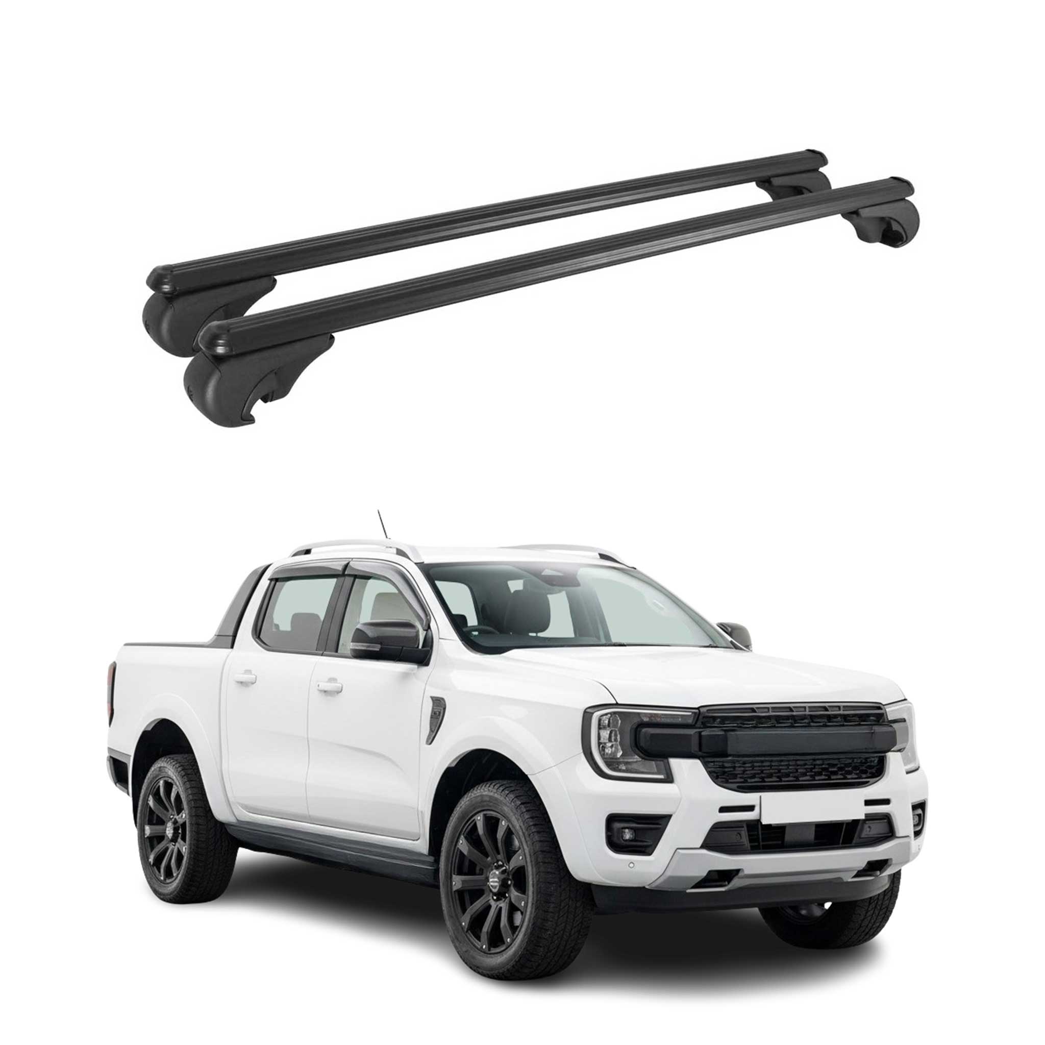 Roof Rack Cross Bars Luggage Carrier for Ford Ranger 2024-2026 TÜV Black 2 Pcs