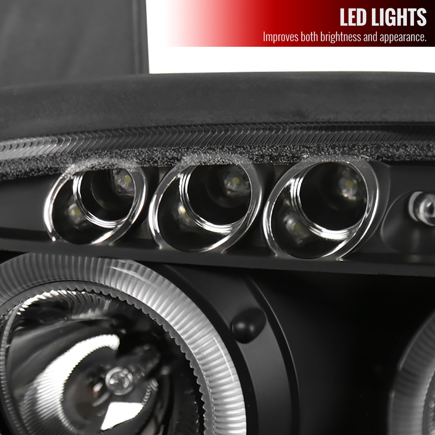 2000-2001 Nissan Maxima Dual Halo Projector Headlights Matte Black/Clear Lens