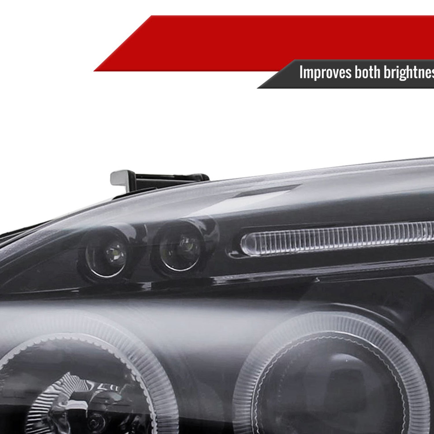 1996-1998 Honda Civic Dual Halo Projector Headlights Glossy Black/Smoke Lens