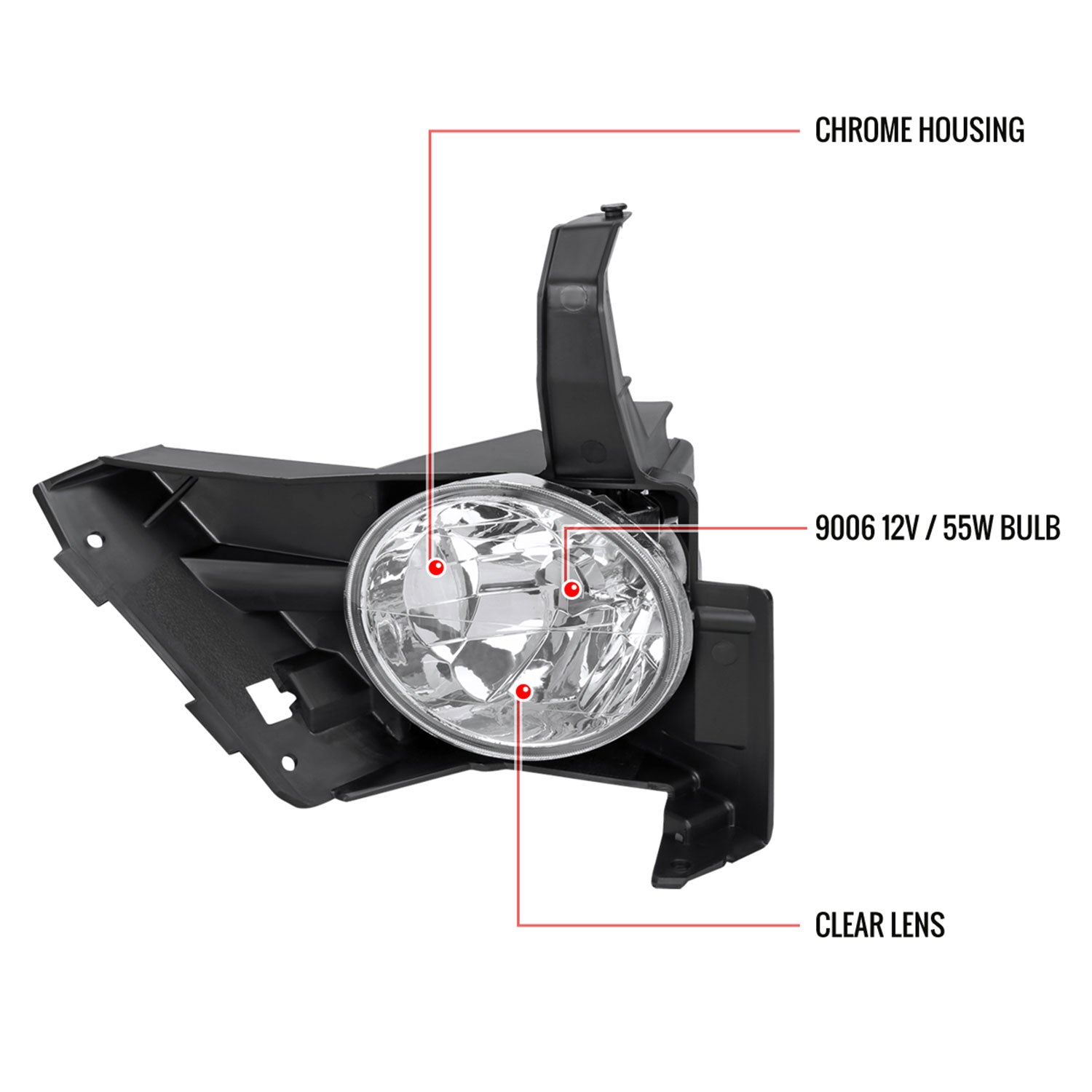 2005-2006 Honda CR-V 9006 Fog Lights Kit Switch & Wiring Harness Chrome/Clear
