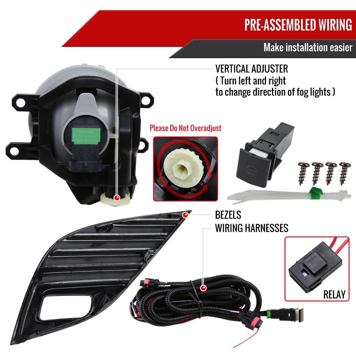 2018-2020 Toyota Camry SE/XSE 12V/19W H16 Fog Lights Kit Chrome/Clear Lens