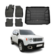2015-2023 Jeep Renegade Premium Floor Mats & Cargo Liner Full Set All Weather Heavy Duty Black