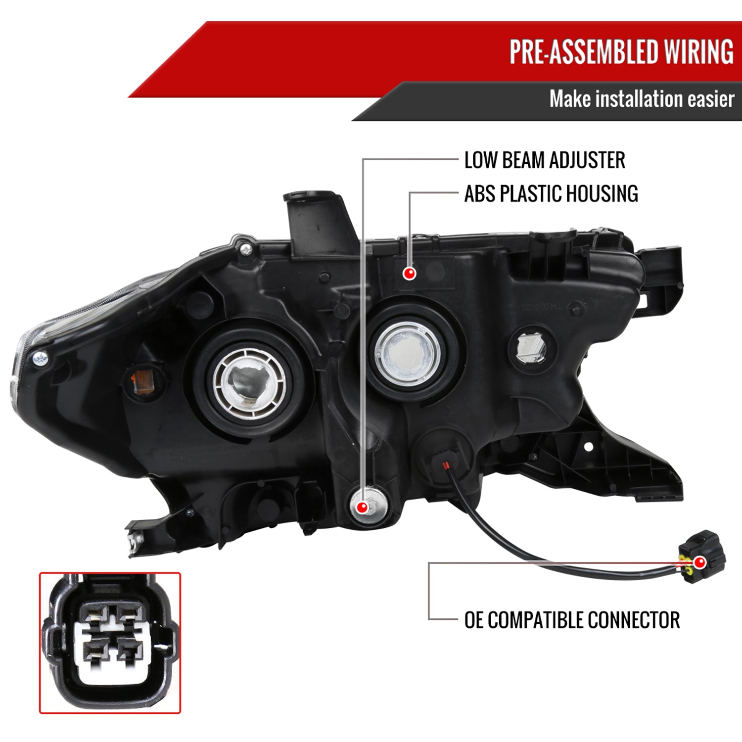 2016-2023 Toyota Tacoma LED Bar Projector Headlight Matte Black/Clear Lens