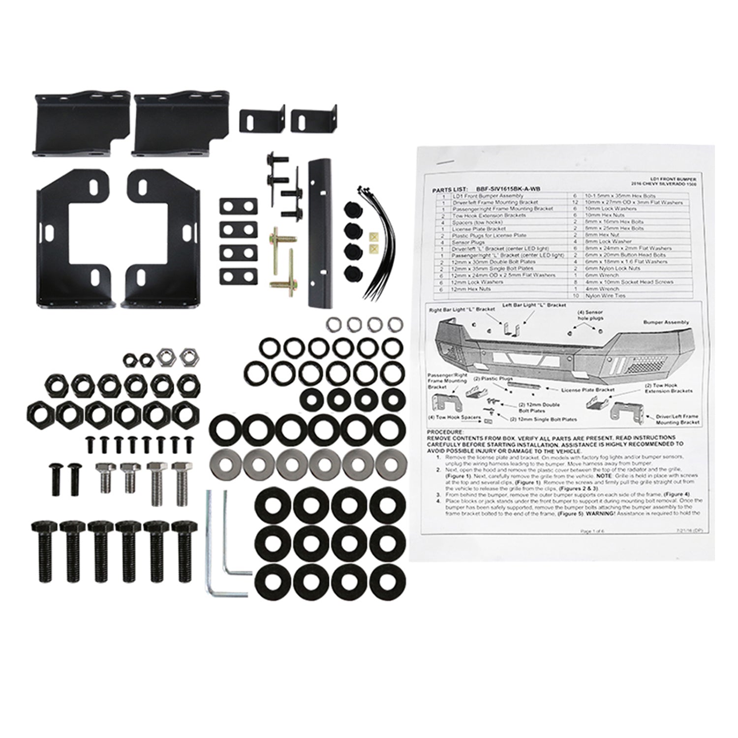 2016-2018 Chevy Silverado 1500 Heavy Duty Steel Front Bumper LED Light Ports