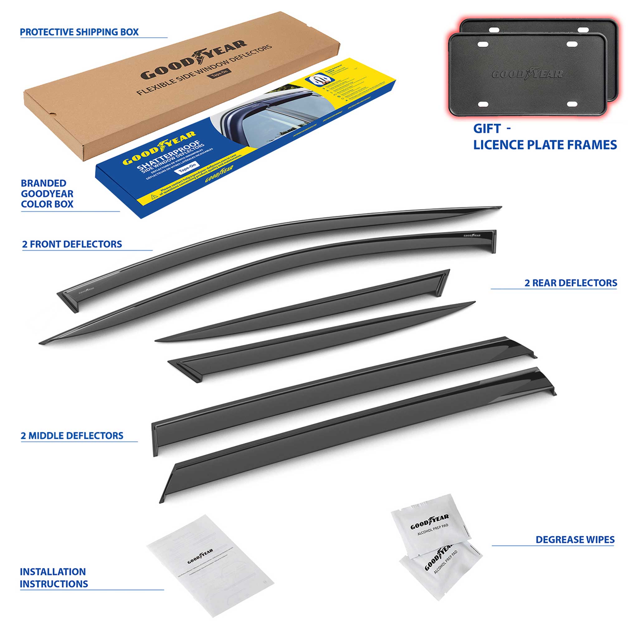 Goodyear Wind Deflectors for Hyundai Tucson 2022-2026 Tape-On Premium Smoke 6Pcs