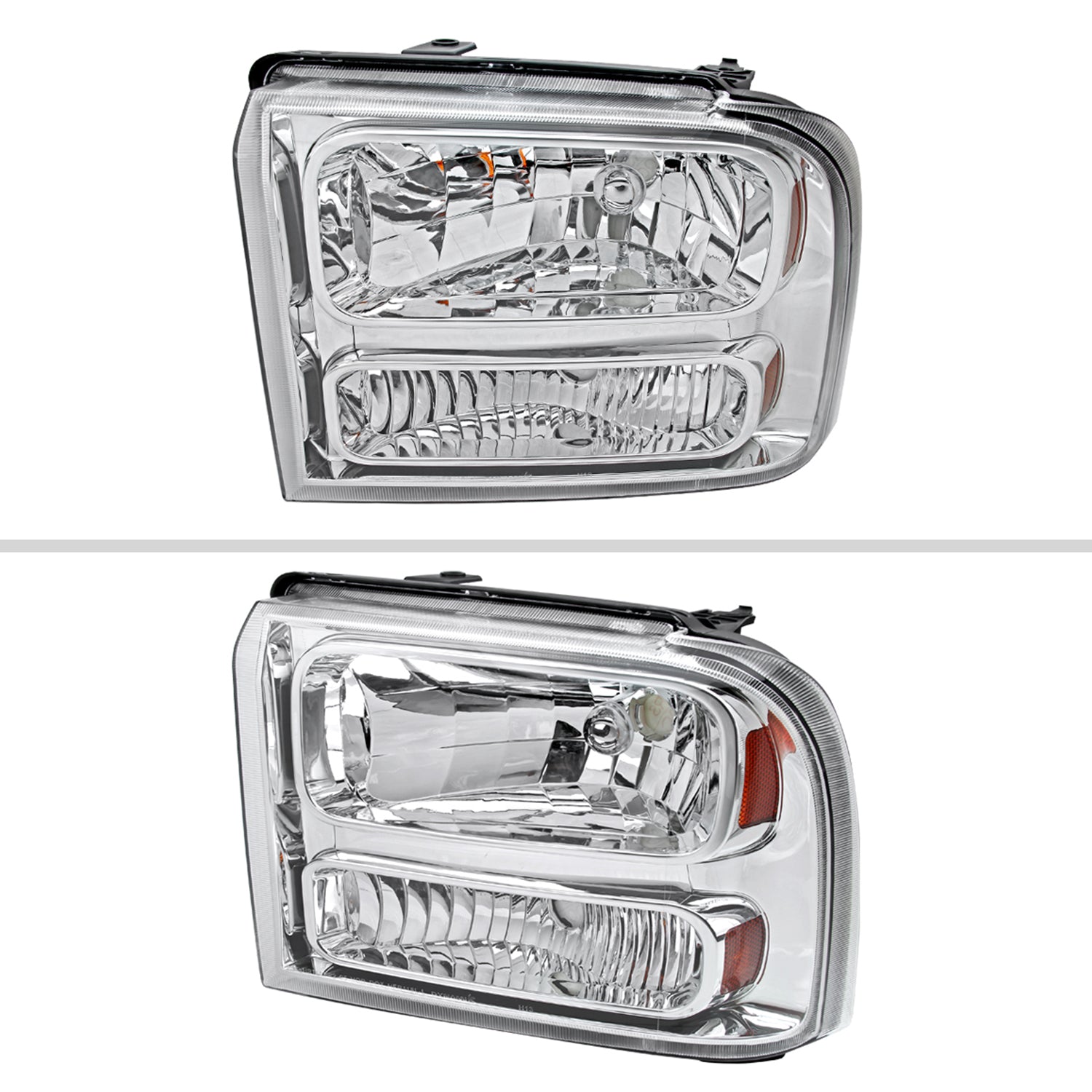 2005-2007 Ford F-250/350/450/550/Excursion Crystal Headlights Chrome/Clear