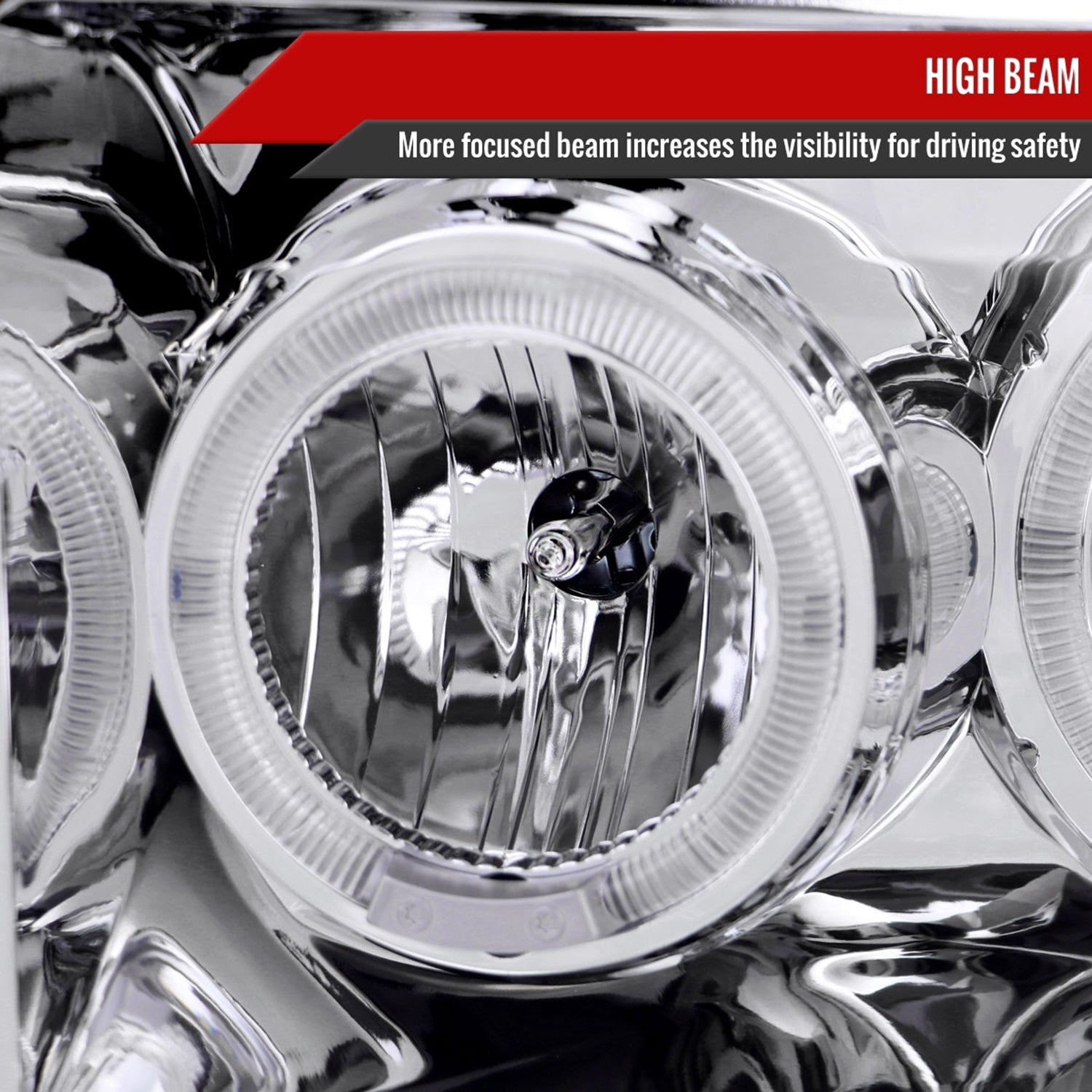 1999-2004 Ford Excursion F-250 F-350 F-450 F-550 Dual Halo Headlights Chrome