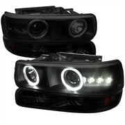1999-2002 Chevy Silverado/ Tahoe Suburban Headlights Bumper Lights Black Smoke