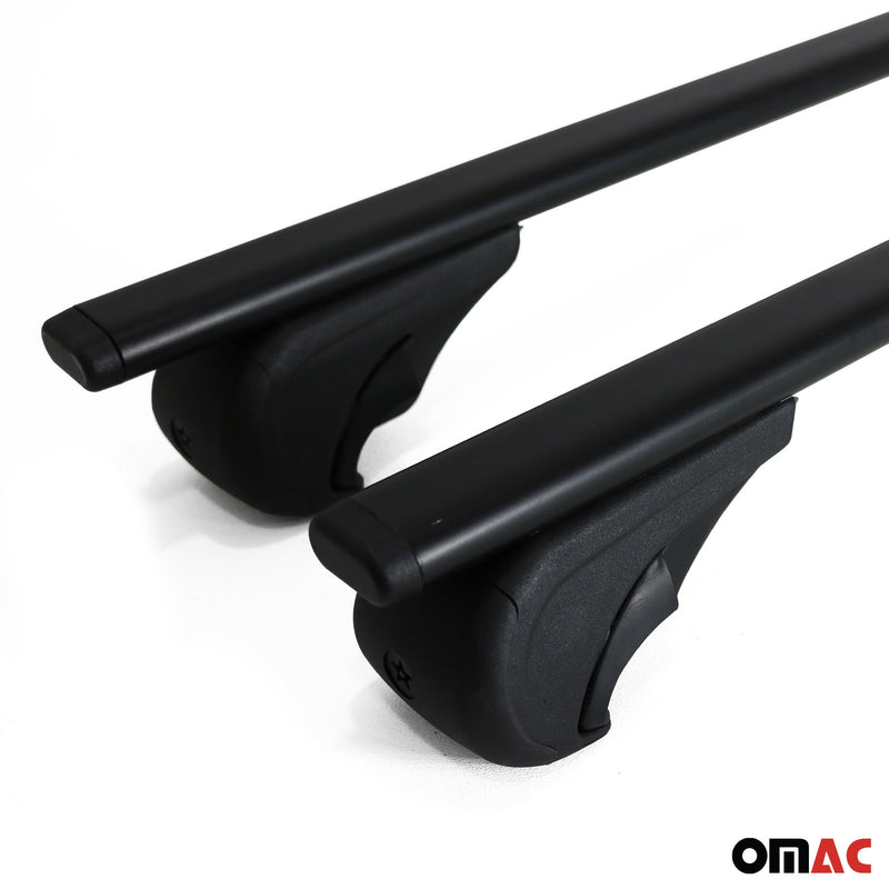 Roof Rack Raised Rail Cross Bars Carrier Lockable 47" 2 Pcs Metal Black