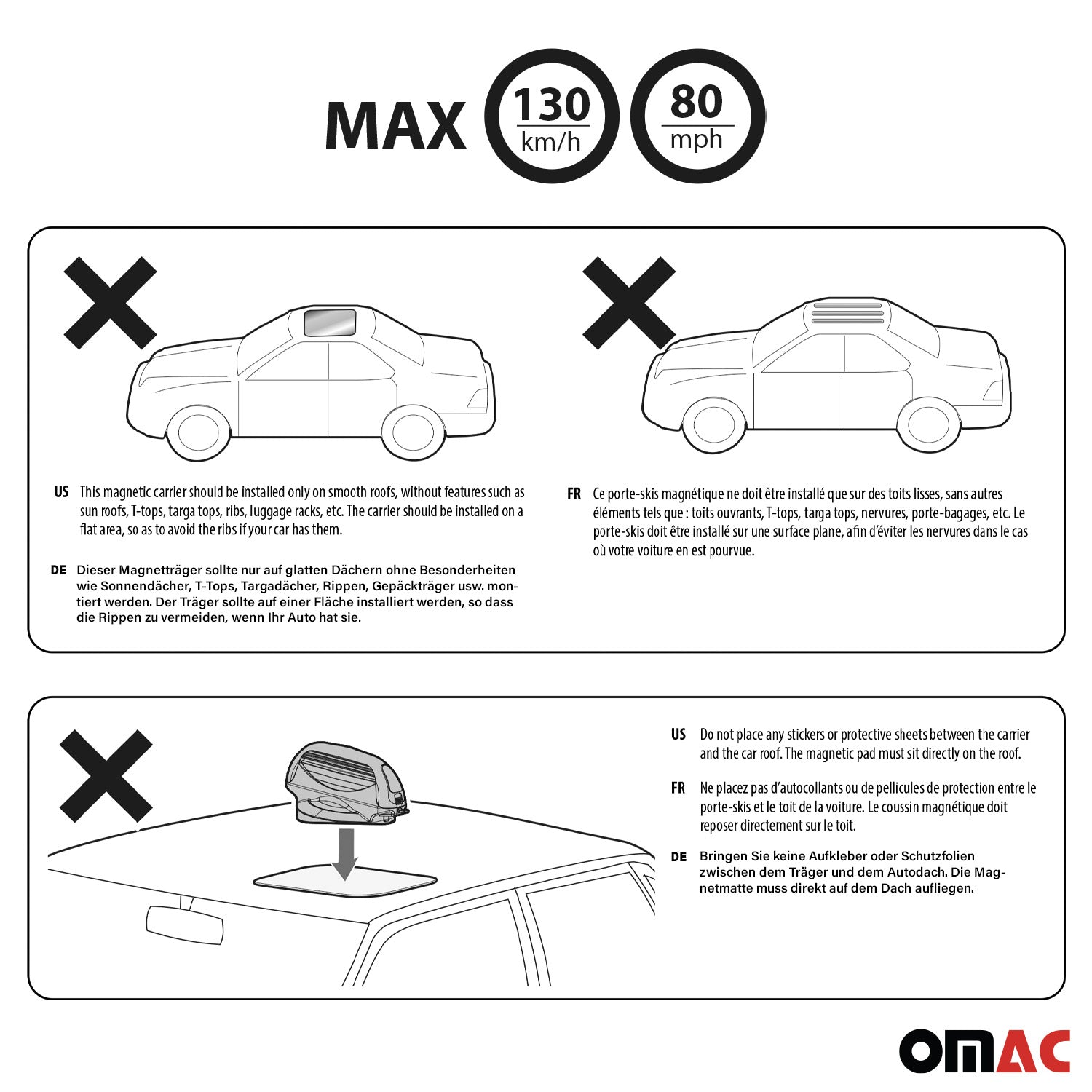 Magnetic Ski Roof Rack Carrier Snowboard Holder with Lock Button Car Accessories