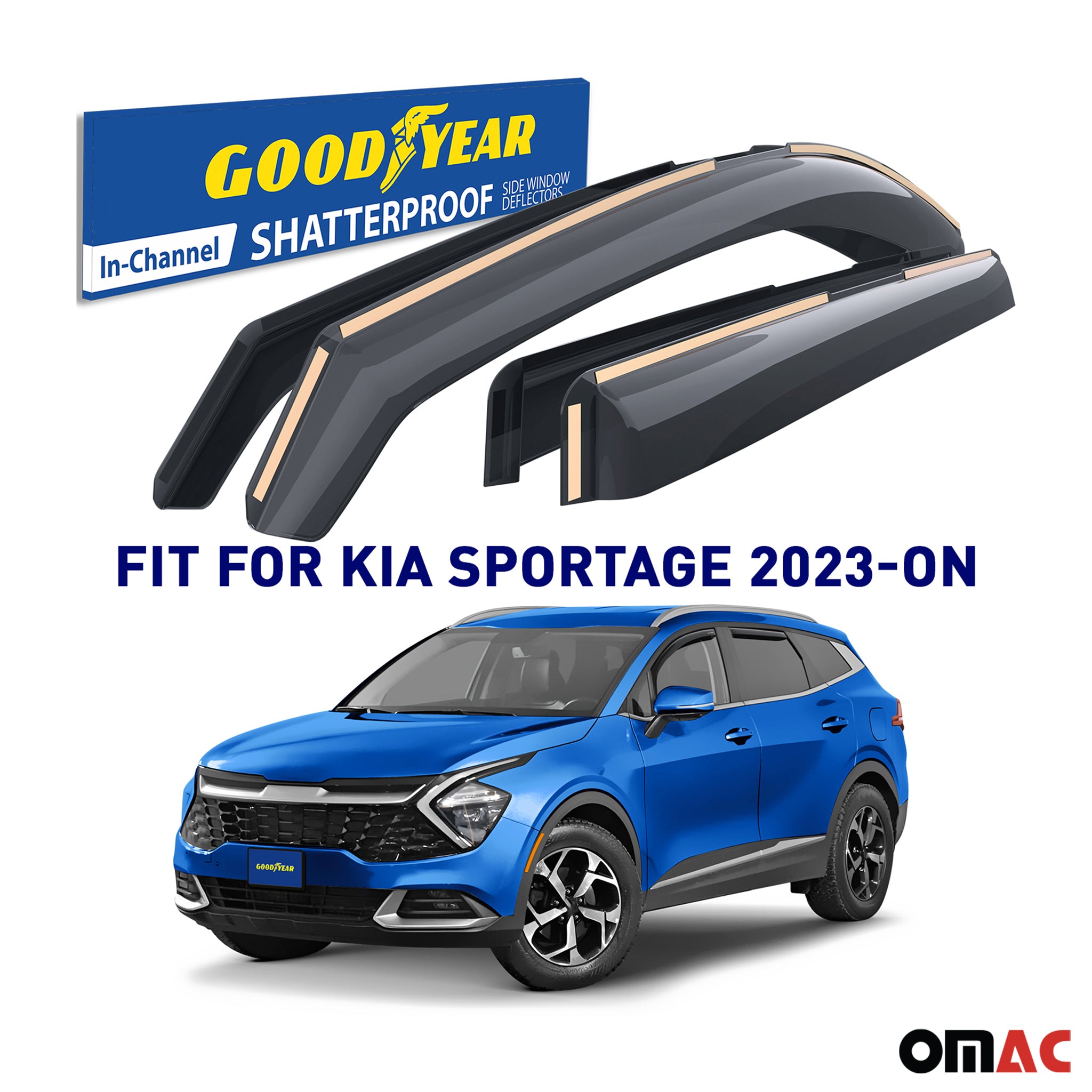 Goodyear Wind Deflectors for Kia Sportage 2023-2025 In-channel Premium Smoke 4x