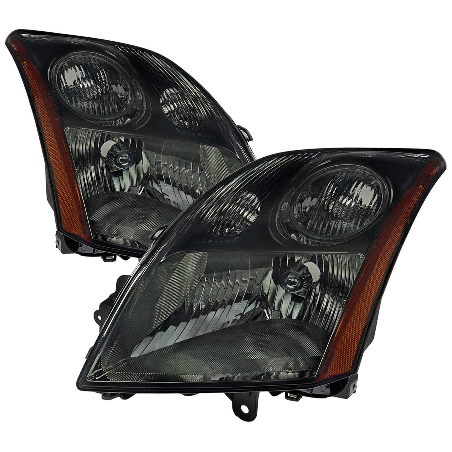 2007-2009 Nissan Sentra Factory Headlights w/Amber Reflector Chrome/Smoke