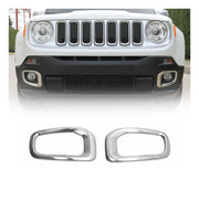 2015-2018 Jeep Renegade Fog Light Lamp Bezel Cover Brushed Steel Silver 2Pcs