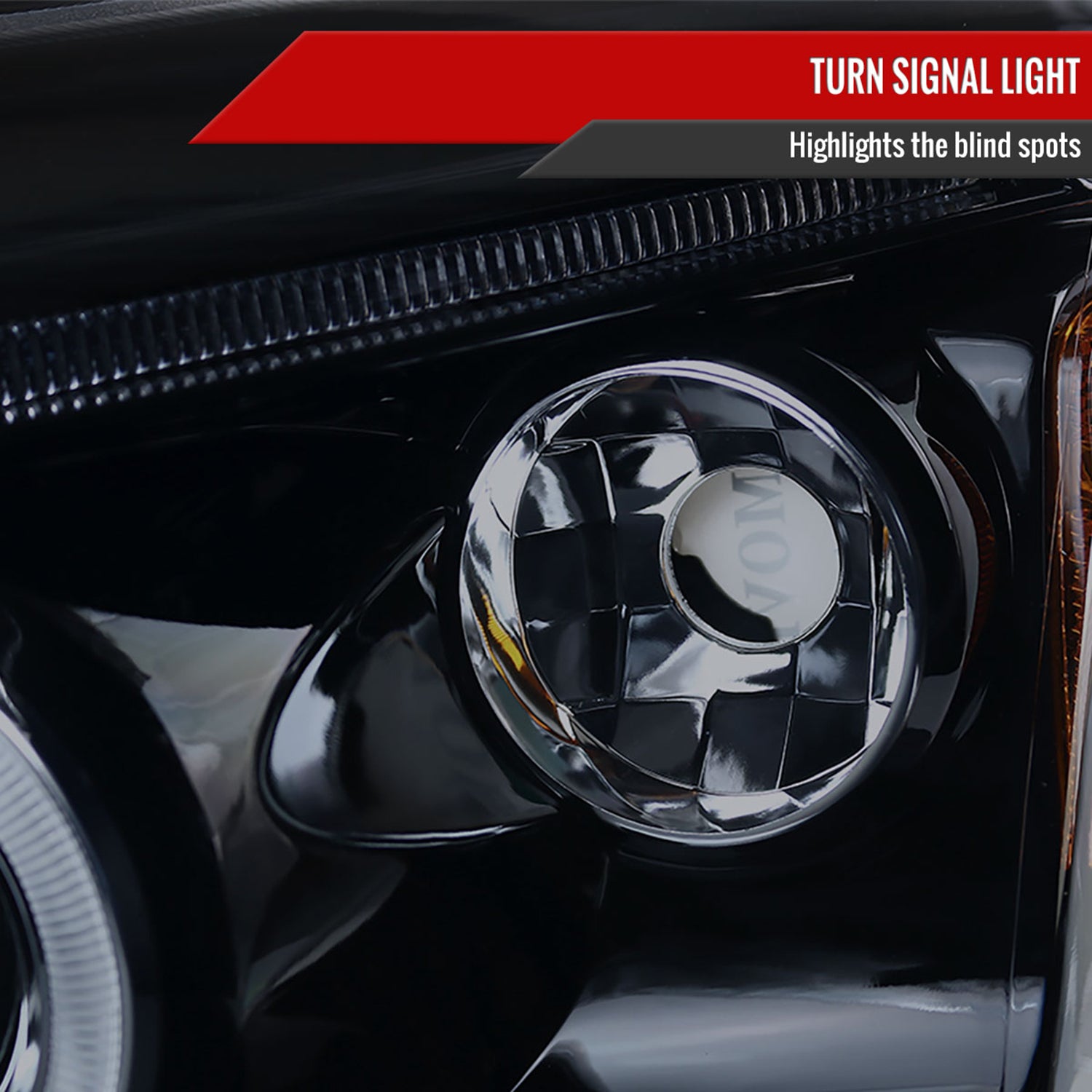 2007-2012 Dodge Caliber Dual Halo Projector Headlights Glossy Black/Smoke Lens