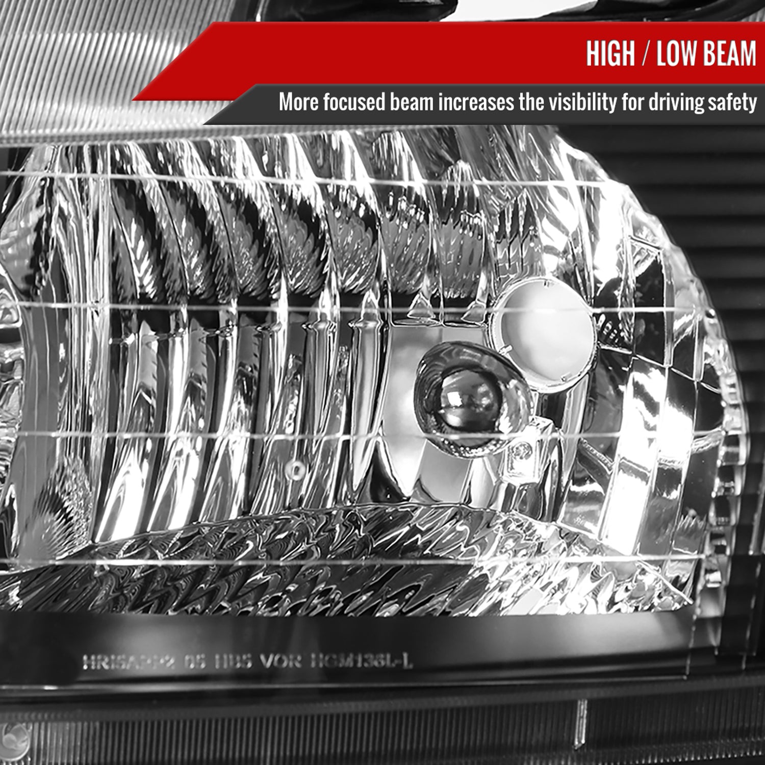 2005-2009 Chevy Equinox Factory Headlights w/Amber Reflector Matt Black/Clear