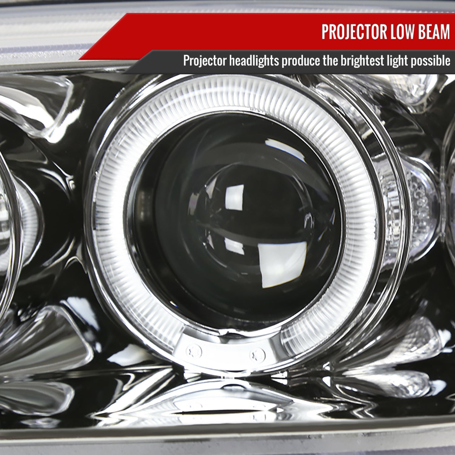 1994-1997 Honda Accord Dual Halo Projector Headlights Chrome/Clear Lens