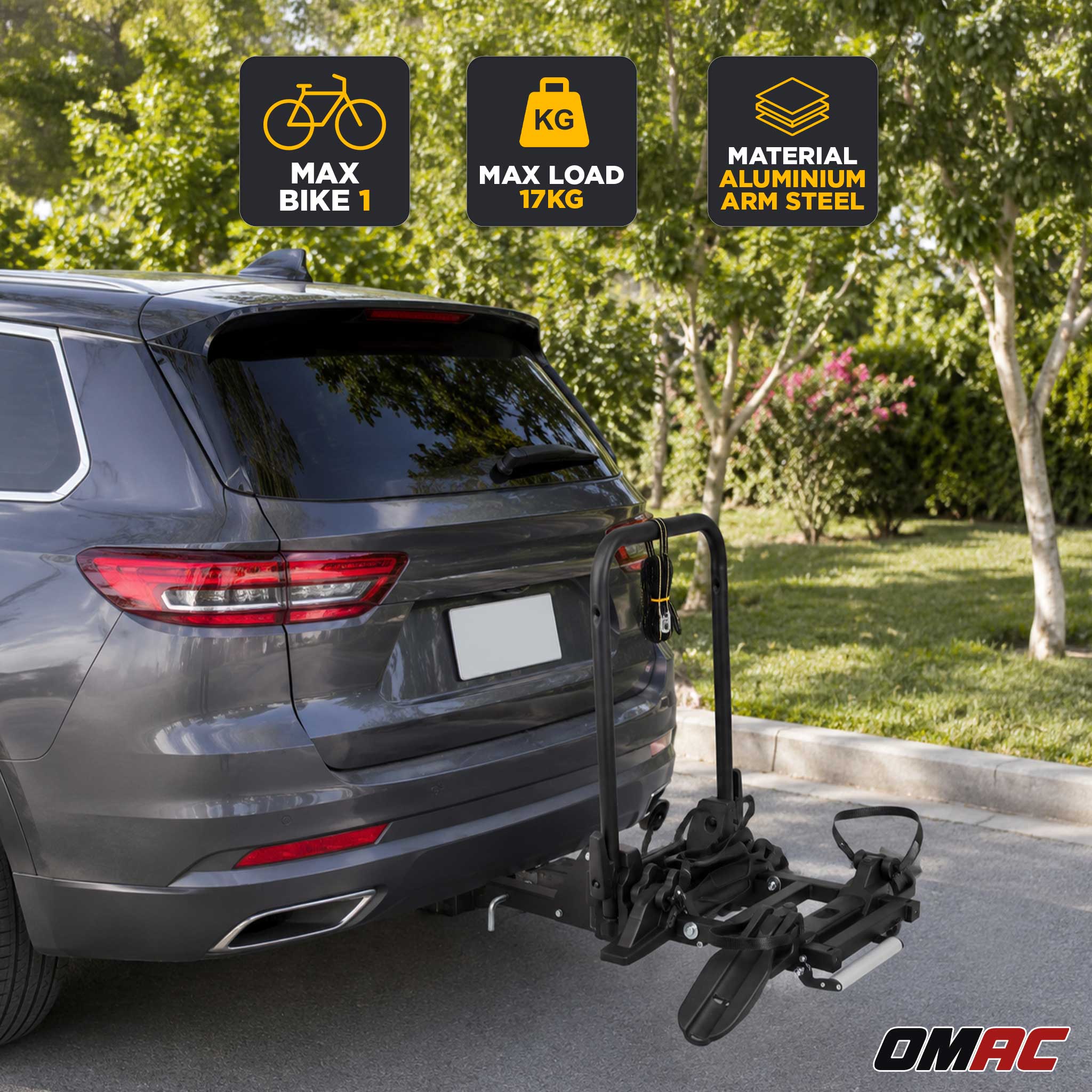 OMAC G3 Hitch Bike Rack Steel 2 Bikes 132.3lb E-Bike/MTB