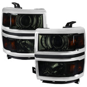 2014-2015 Chevy Silverado 1500 Projector Headlights Glossy Black/Smoke/Chrome