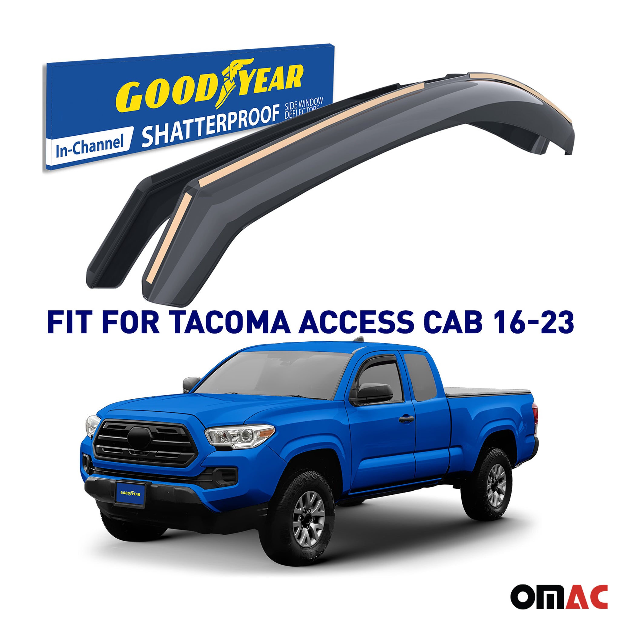 Goodyear Wind Deflectors for Toyota Tacoma 2016-2023 Access & Double Cab 2x