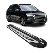 2017-2025 Audi Q7 Running Boards Side Steps Silver & Black
