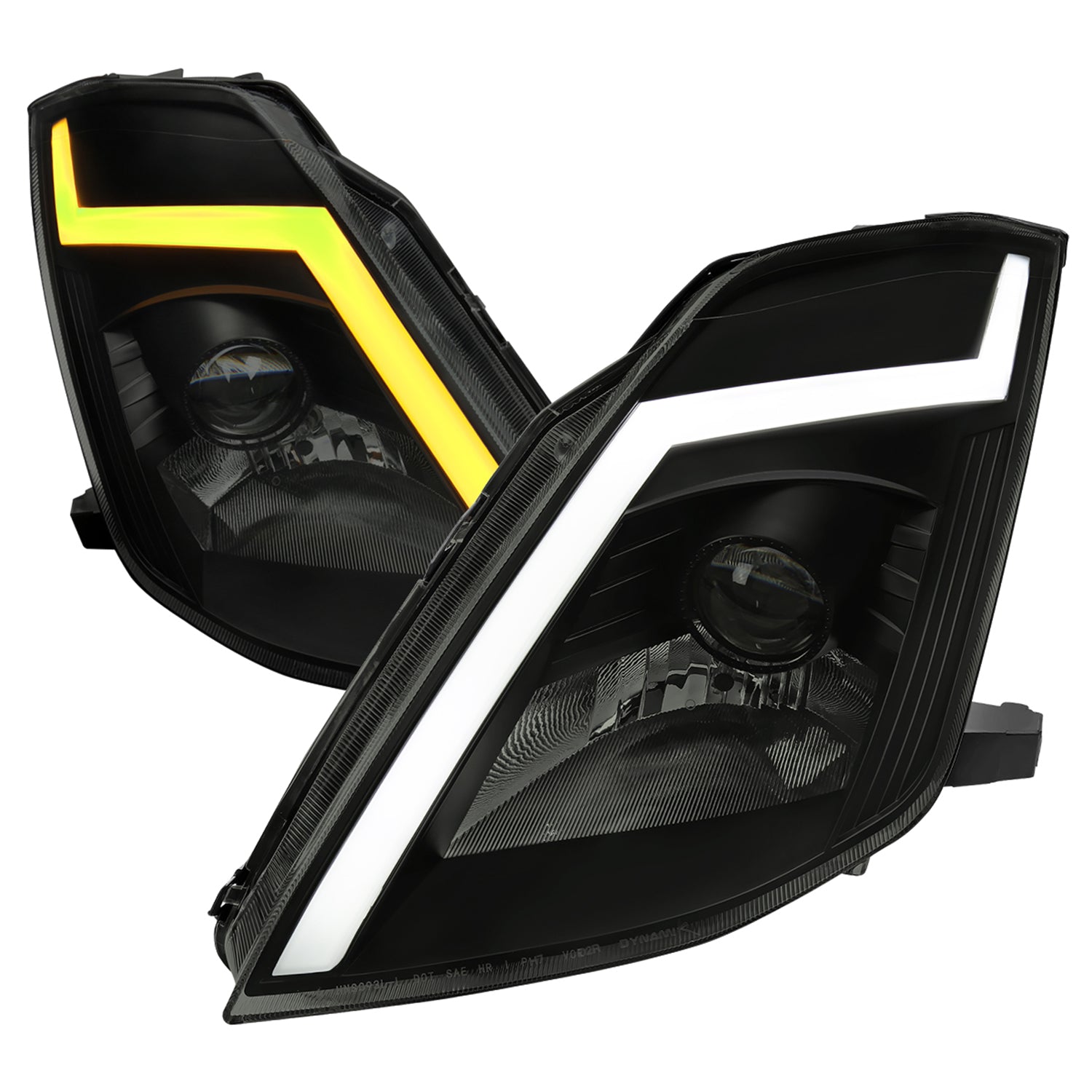 2003-2005 Nissan 350Z Turn Signal Animated LED Bar Projector Headlights Smoke