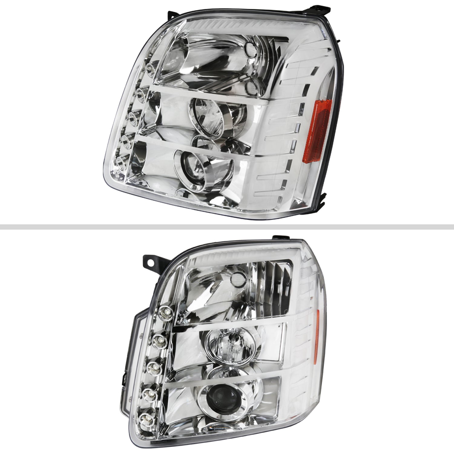 2007-2014 GMC Yukon/Yukon XL 1500/2500 Projector Headlights Chrome/Clear Lens