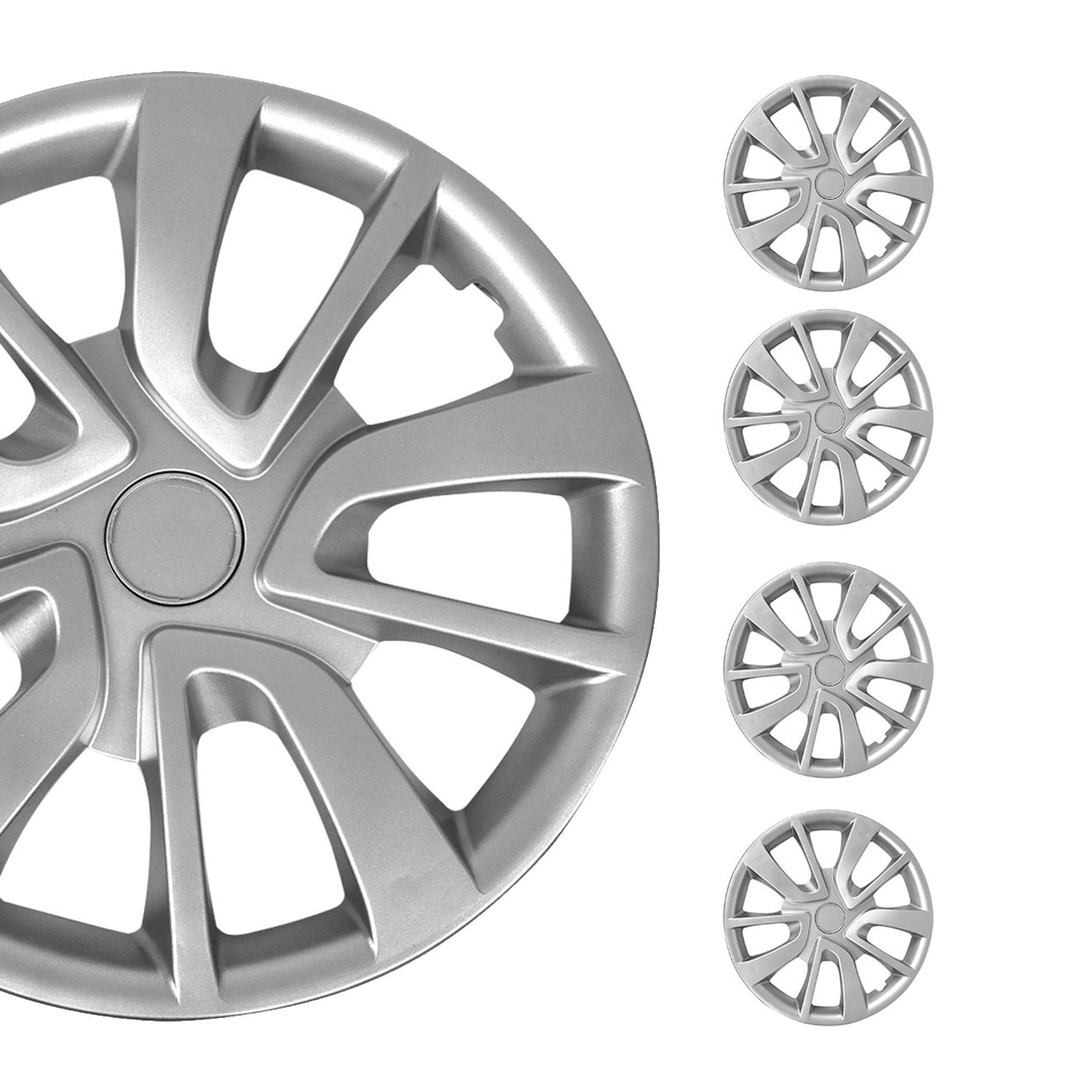 Texas Hub Caps Wheel Cover 15" Silver Full Set 4 pcs.