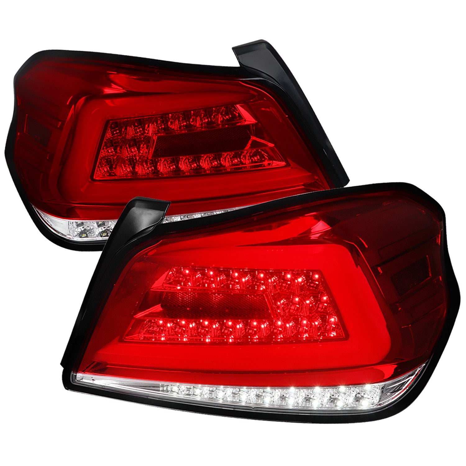 2015-2021 Subaru WRX Sequential White Bar LED Tail Lights Chrome/Red Lens