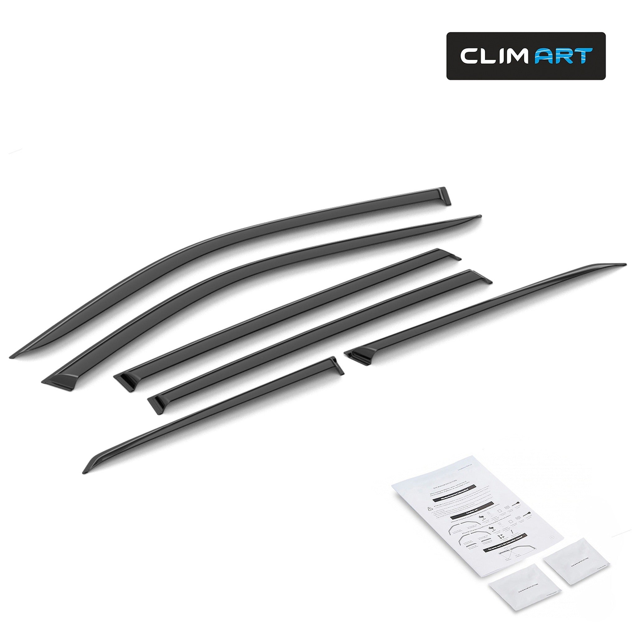 Clim Art Wind Deflectors for Honda Pilot 2016-2022 Tape-On Dark Smoke 6Pcs