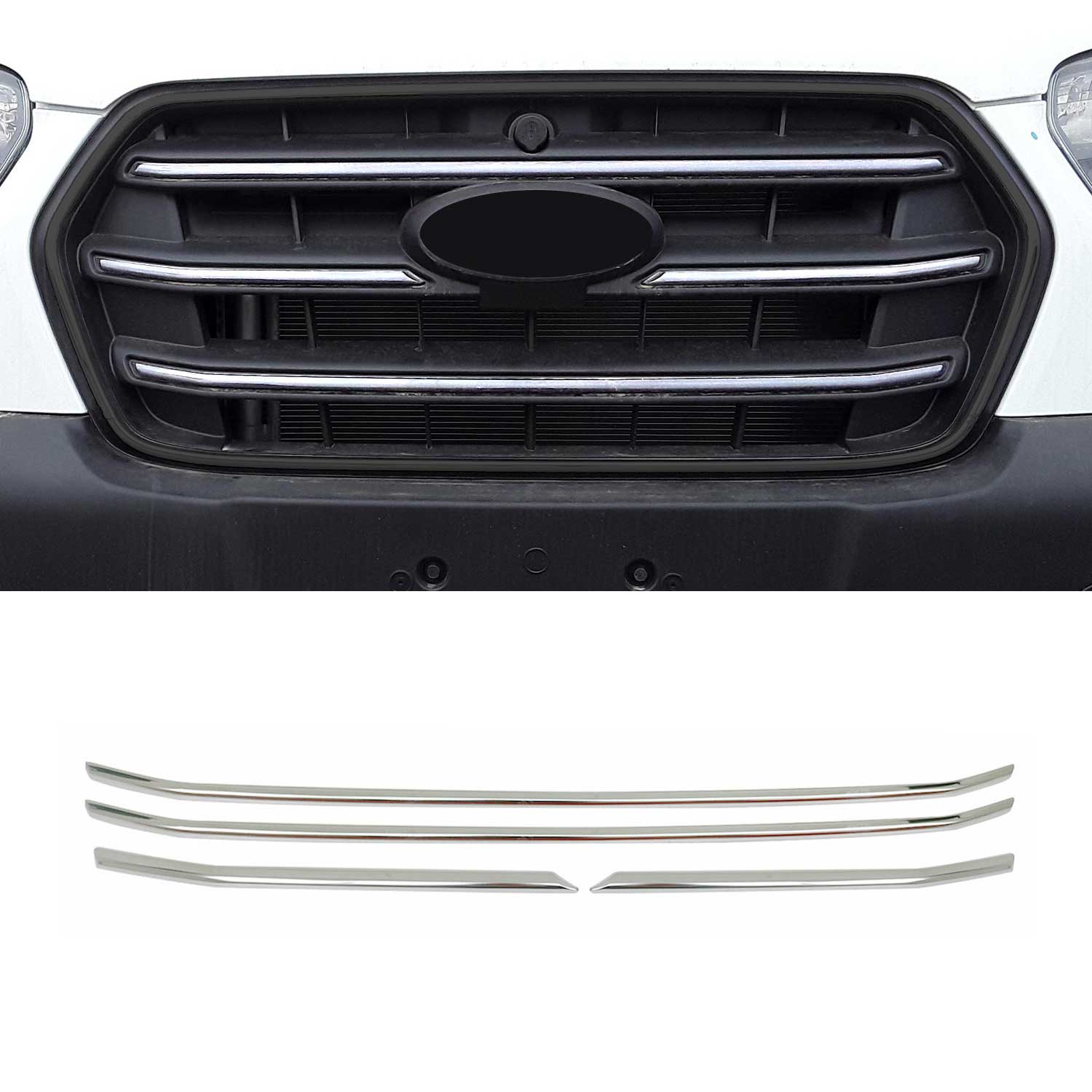 2021-2026 Ford Transit Front Bumper Grill Trim Molding Stainless Steel Silver 4 Pcs