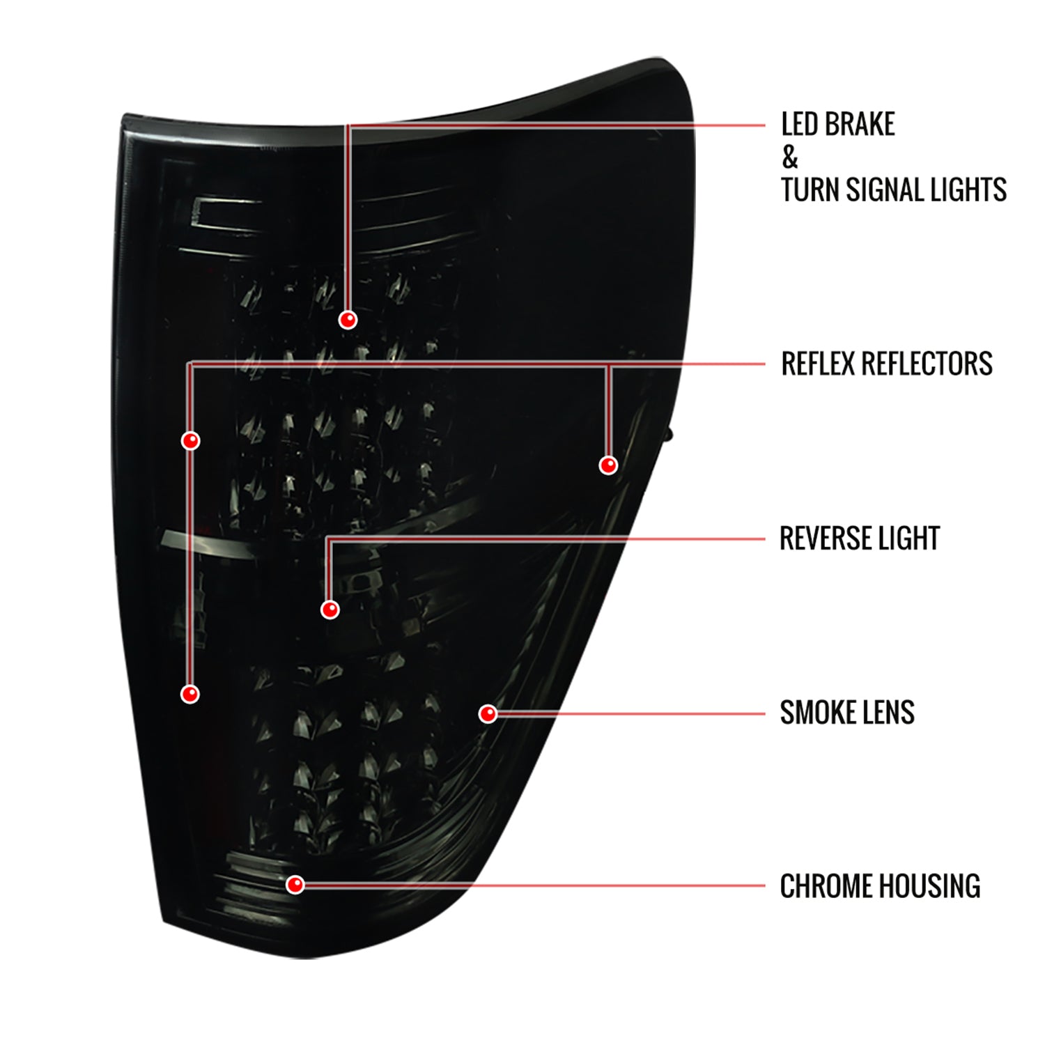 2009-2014 Ford F-150 LED Tail Lights - OZ Chrome Housing/Smoke Lens