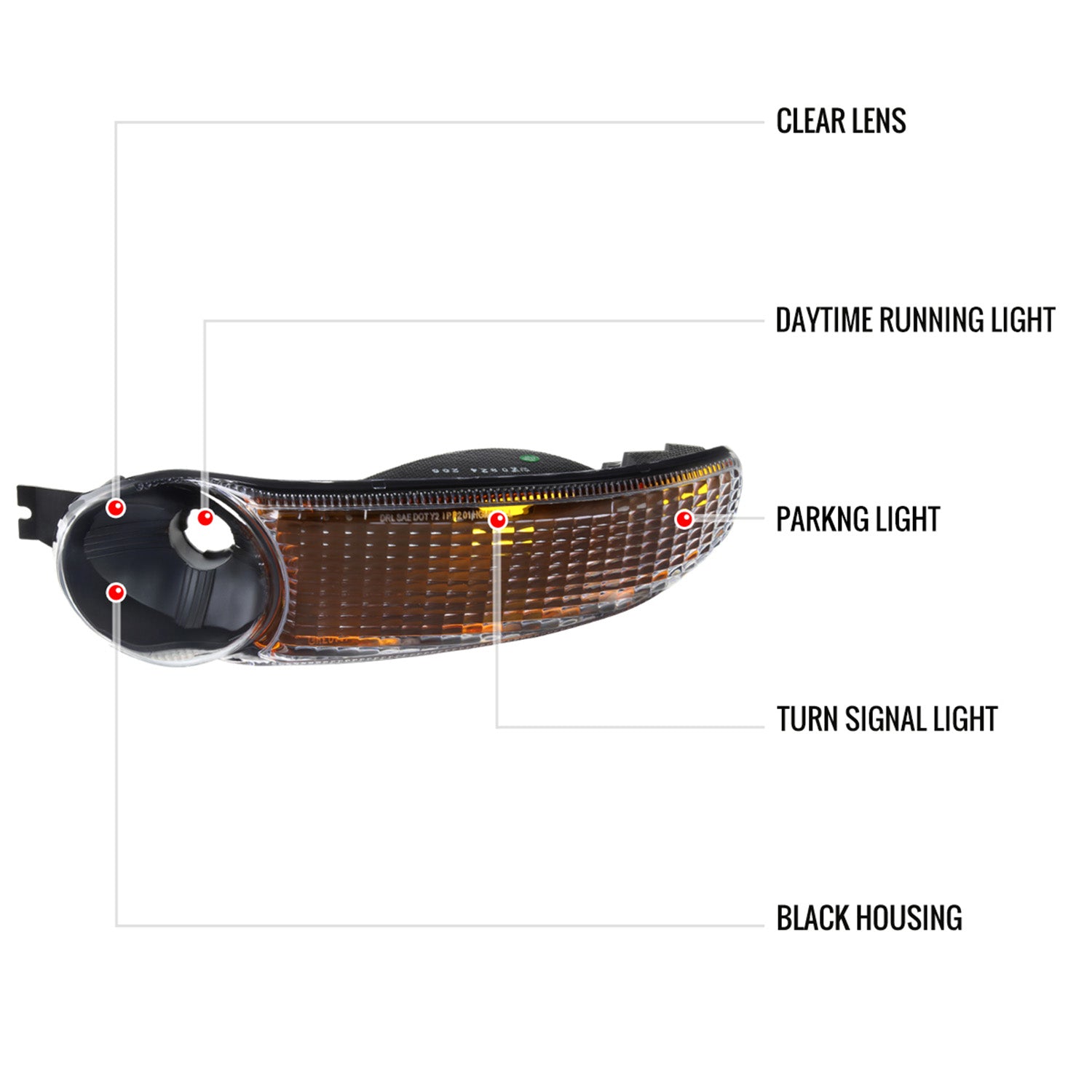 1999-2006 GMC Sierra /00-2006 Yukon XL Denali Signal Bumper Lights Matt Black