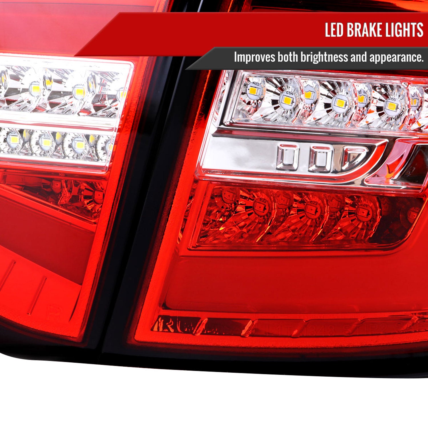 2008-2014 Subaru Impreza WRX Hatchback LED Tube Tail Lights Chrome/Red