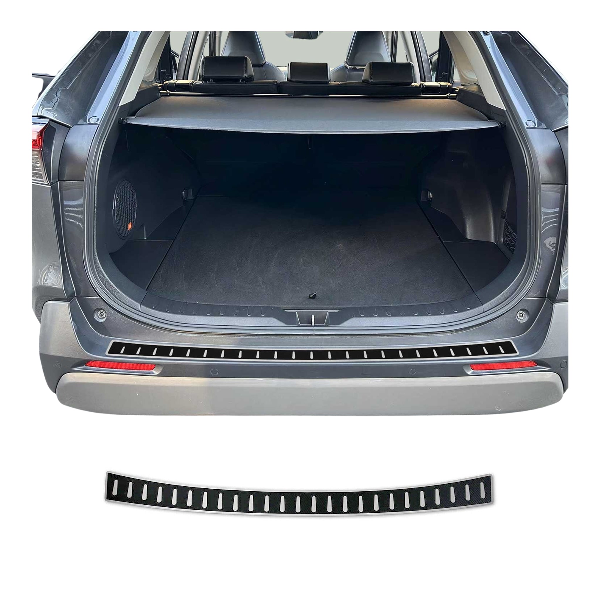 2019-2025 Toyota RAV4 Rear Bumper Sill Cover Protector Stainless Steel Carbon Foiled