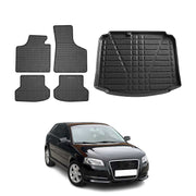 2006-2013 Audi A3 Sportback Floor Mats & Cargo Liner Full Set All Weather Black