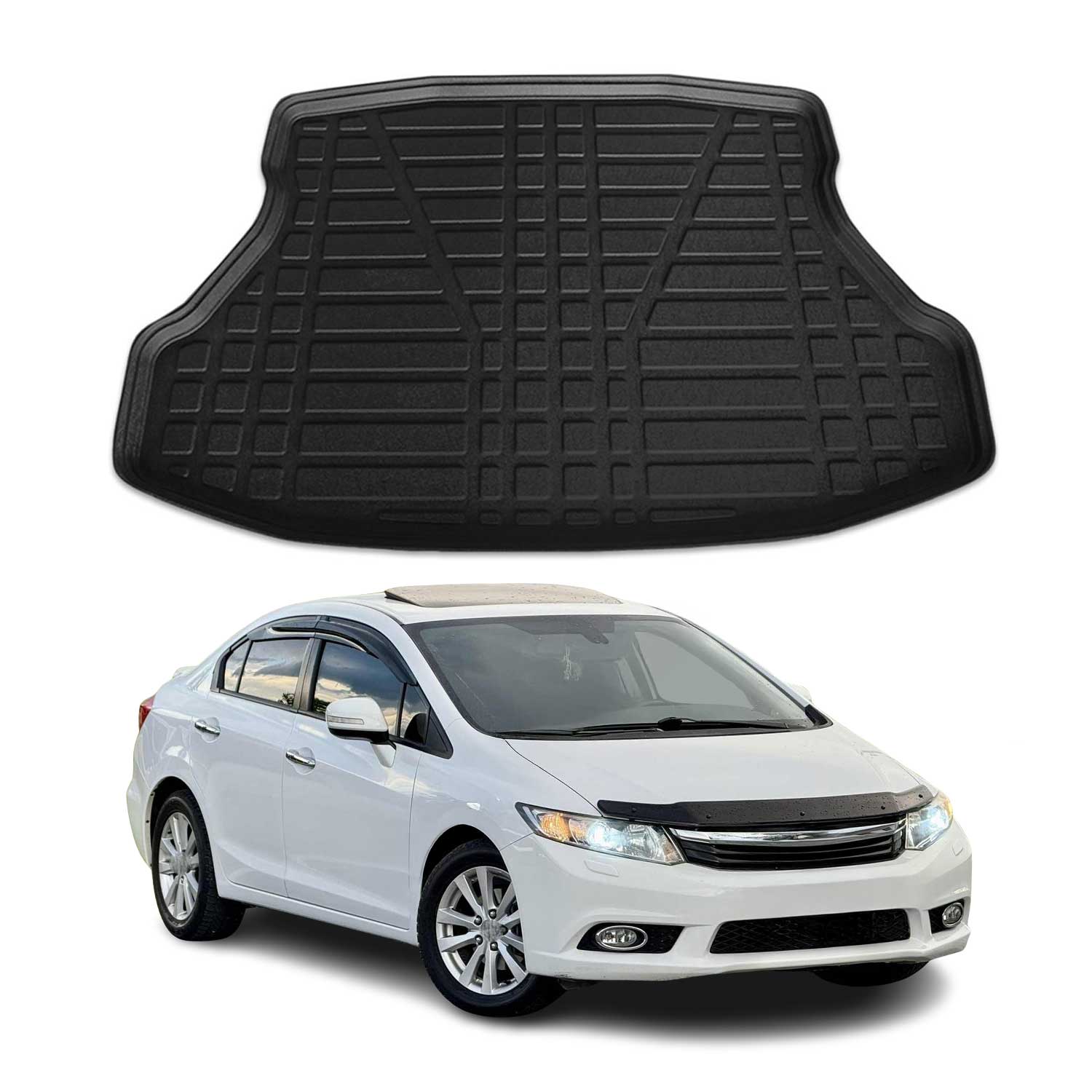 2012-2015 Honda Civic Sedan Cargo Liner Trunk Mat All Weather Black