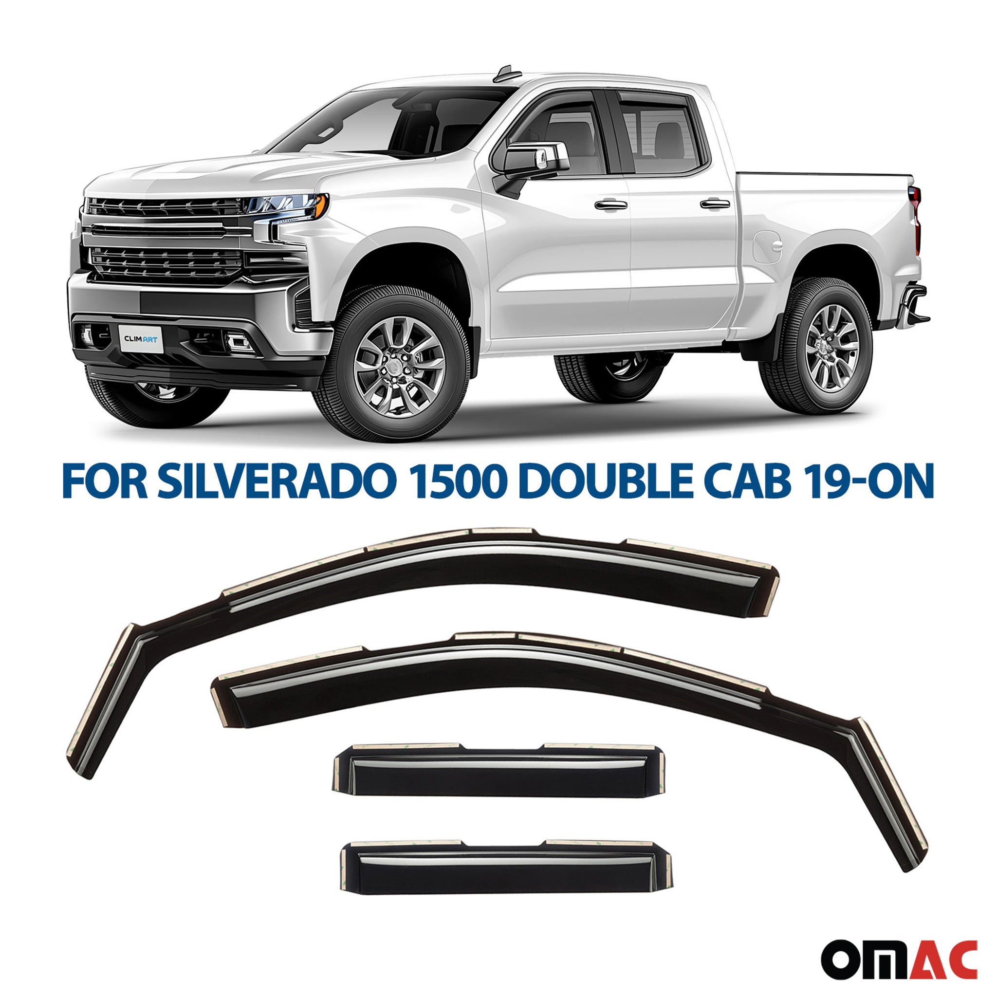 Clim Art Wind Deflectors for Chevrolet Silverado 1500 2019-2025 Double Cab 4x