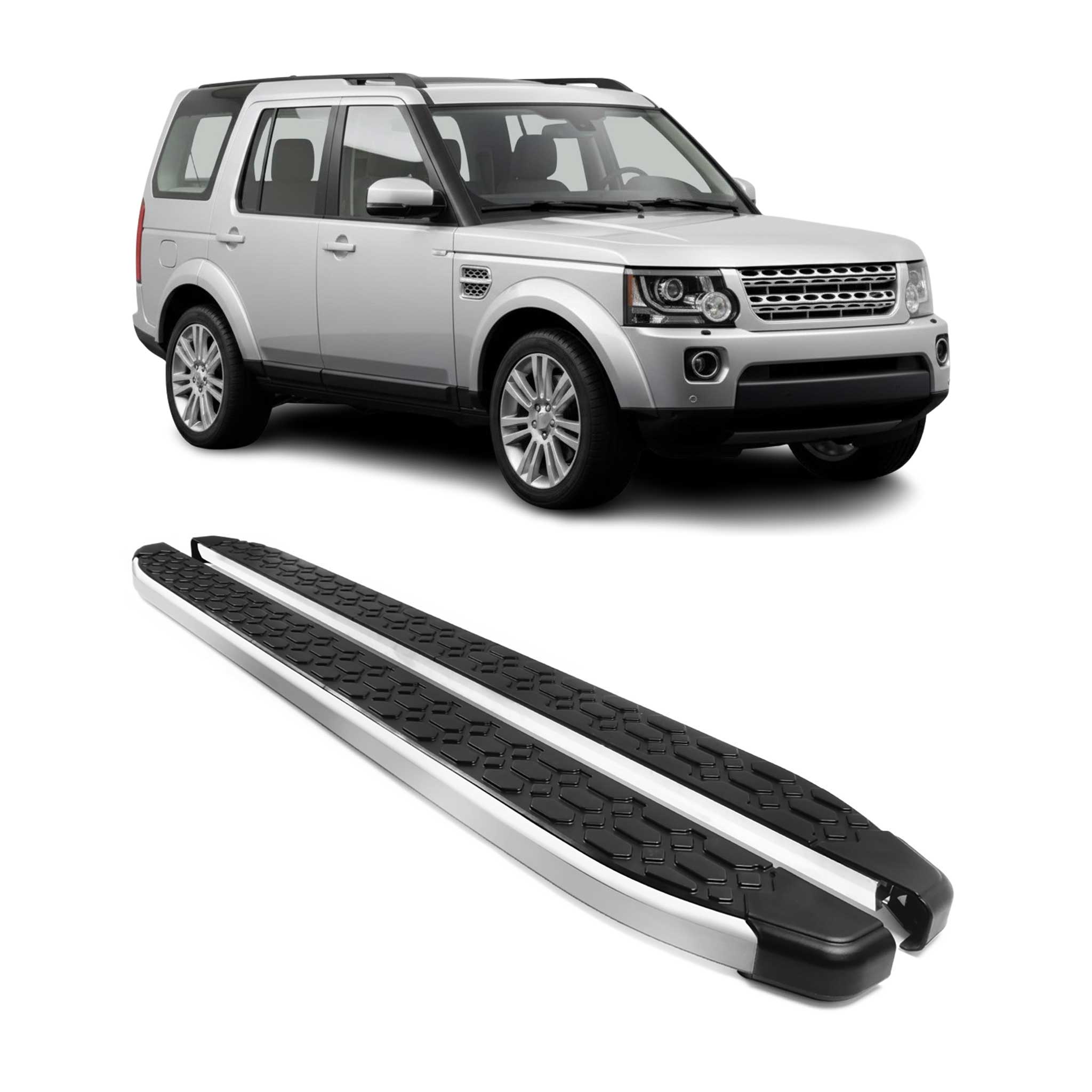 2005-2016 Land Rover LR3 LR4 Running Boards Side Steps Silver & Black