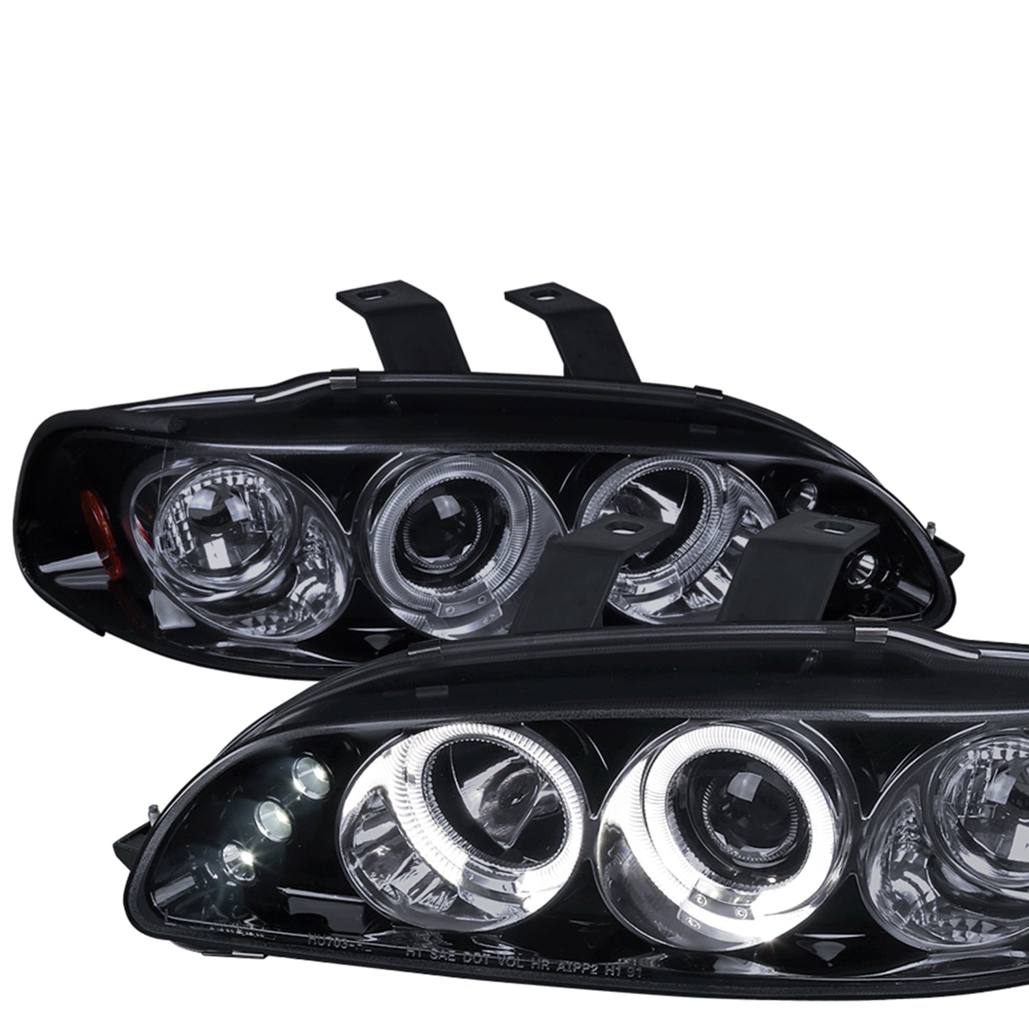 1992-1995 Honda Civic Dual Halo Projector Headlights Glossy Black/Smoke Lens