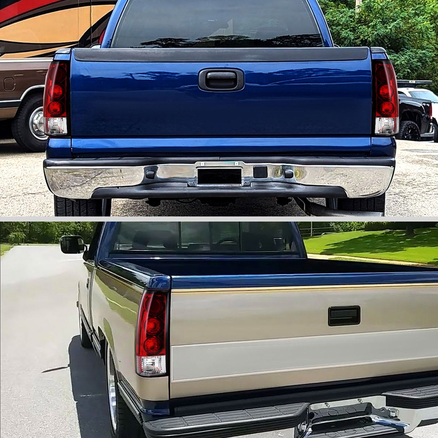 1999-2002 Chevy Silverado/ 1999-2006 GMC Sierra Tail Lights - APC Chrome/Red