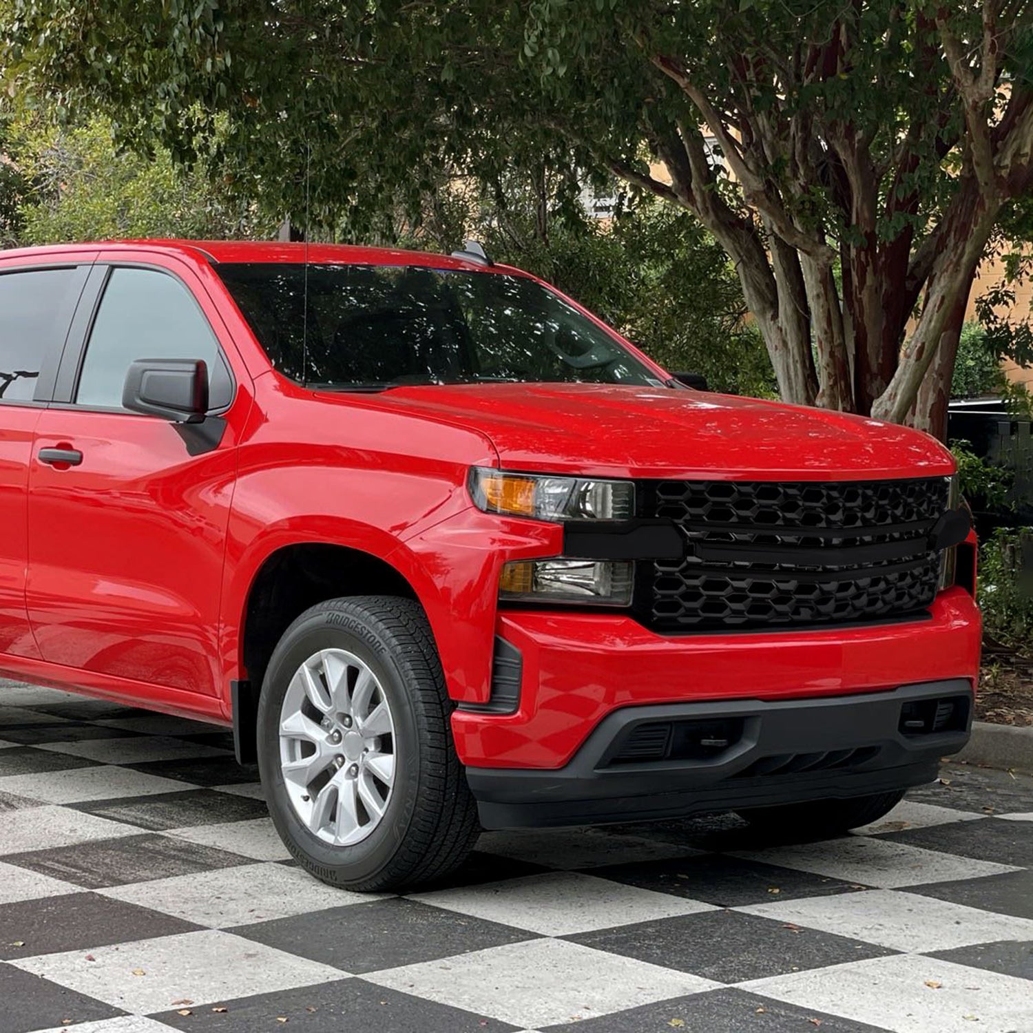 2019-2022 Chevrolet Silverado 1500 WT Glossy Black Honeycomb Hood Grille