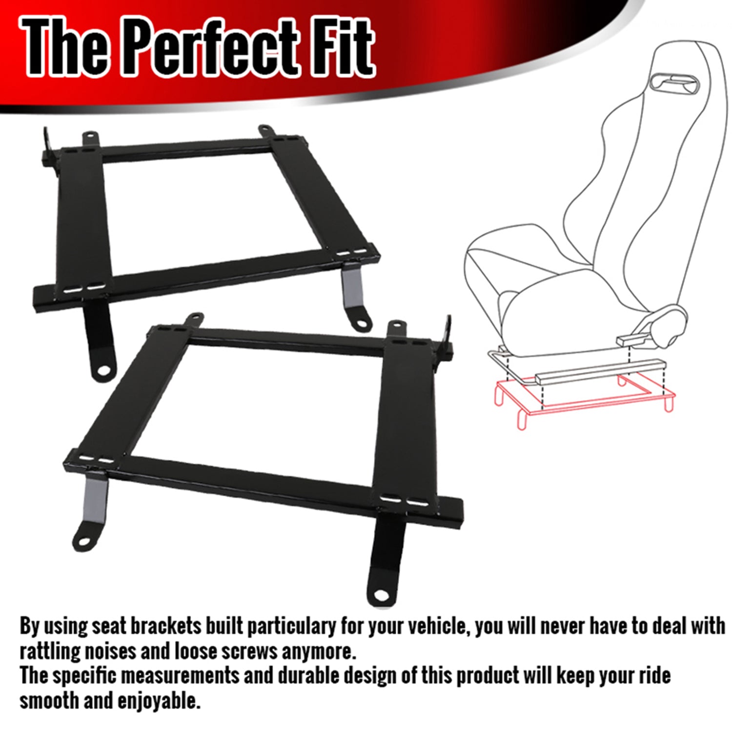 1997-2004 Chevy Corvette C5 Tensile Steel Racing Seat Mounting Brackets 2PCS