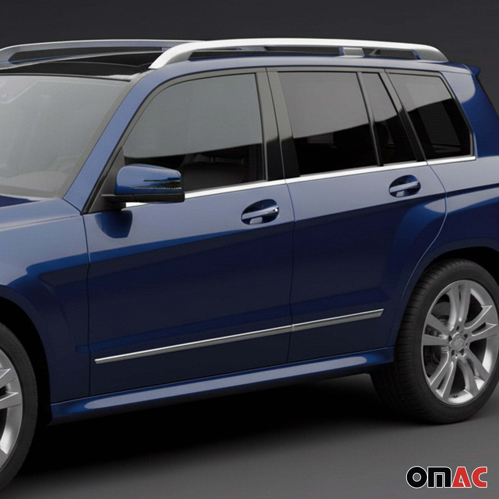 2009-2015 Mercedes GLK Class X204 Window B Pillar Posts Trim Stainless Steel Dark 6x