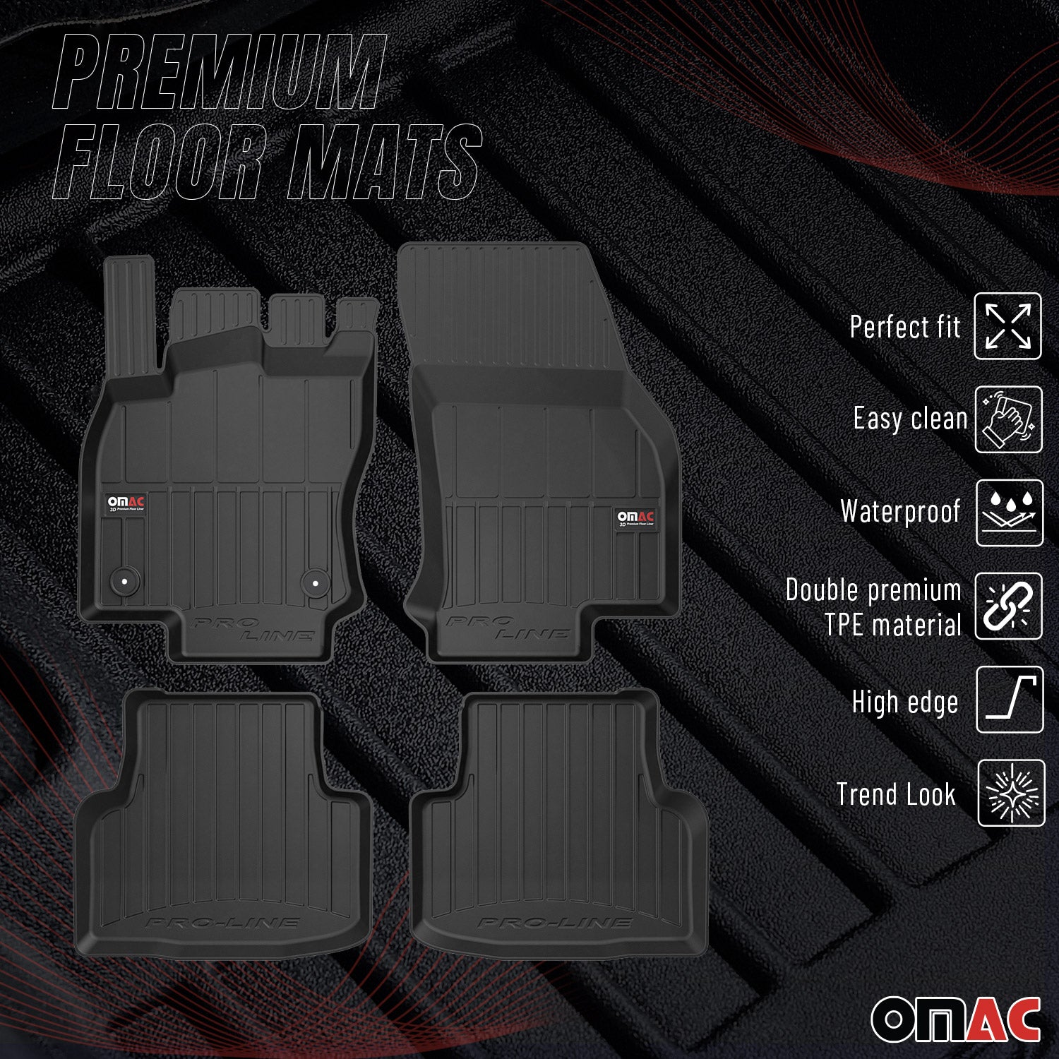2021-2025 VW Taos Premium Floor Mats Liners Full Set All Weather Heavy Duty