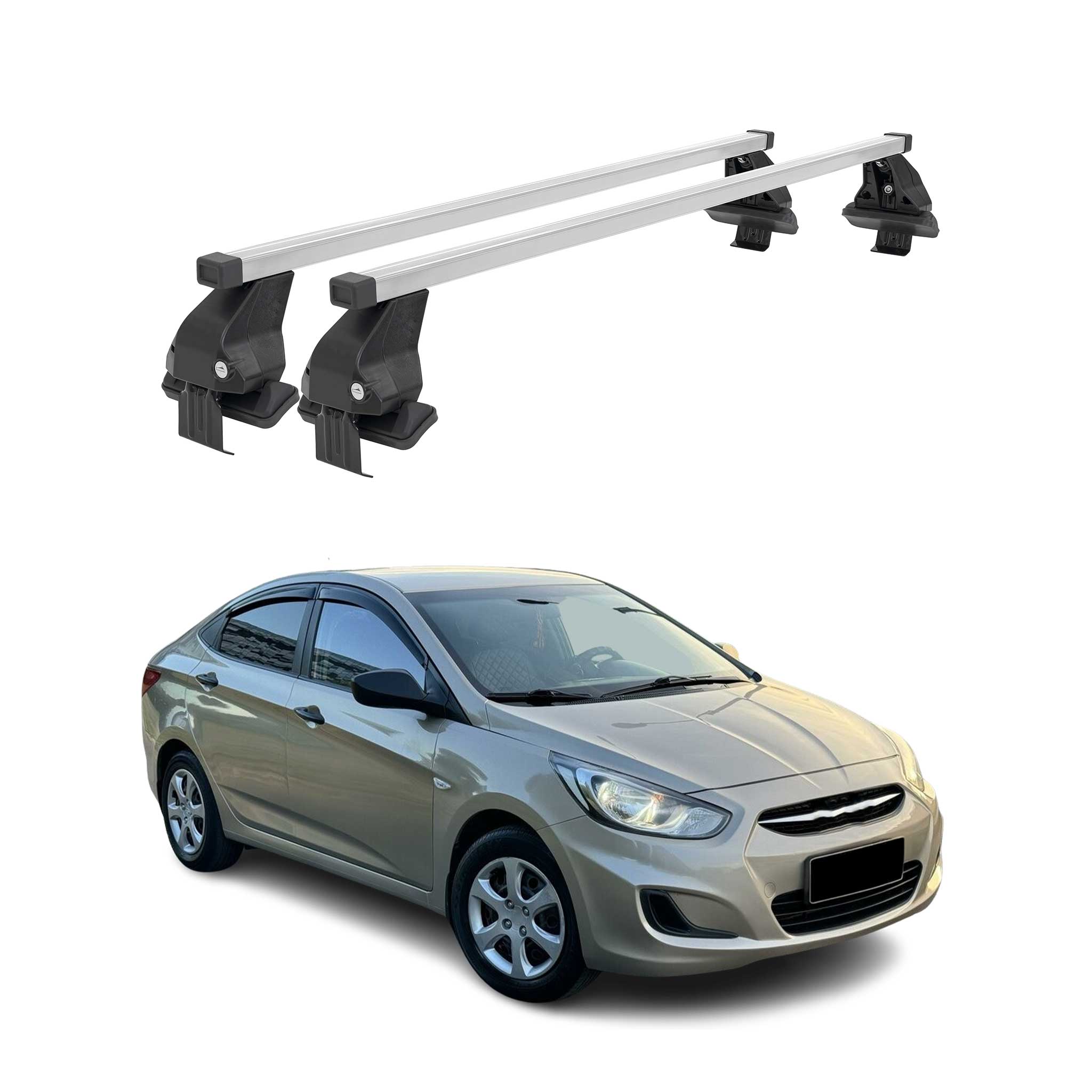 2012-2017 Hyundai Accent Sedan Roof Rack Cross Bars Silver