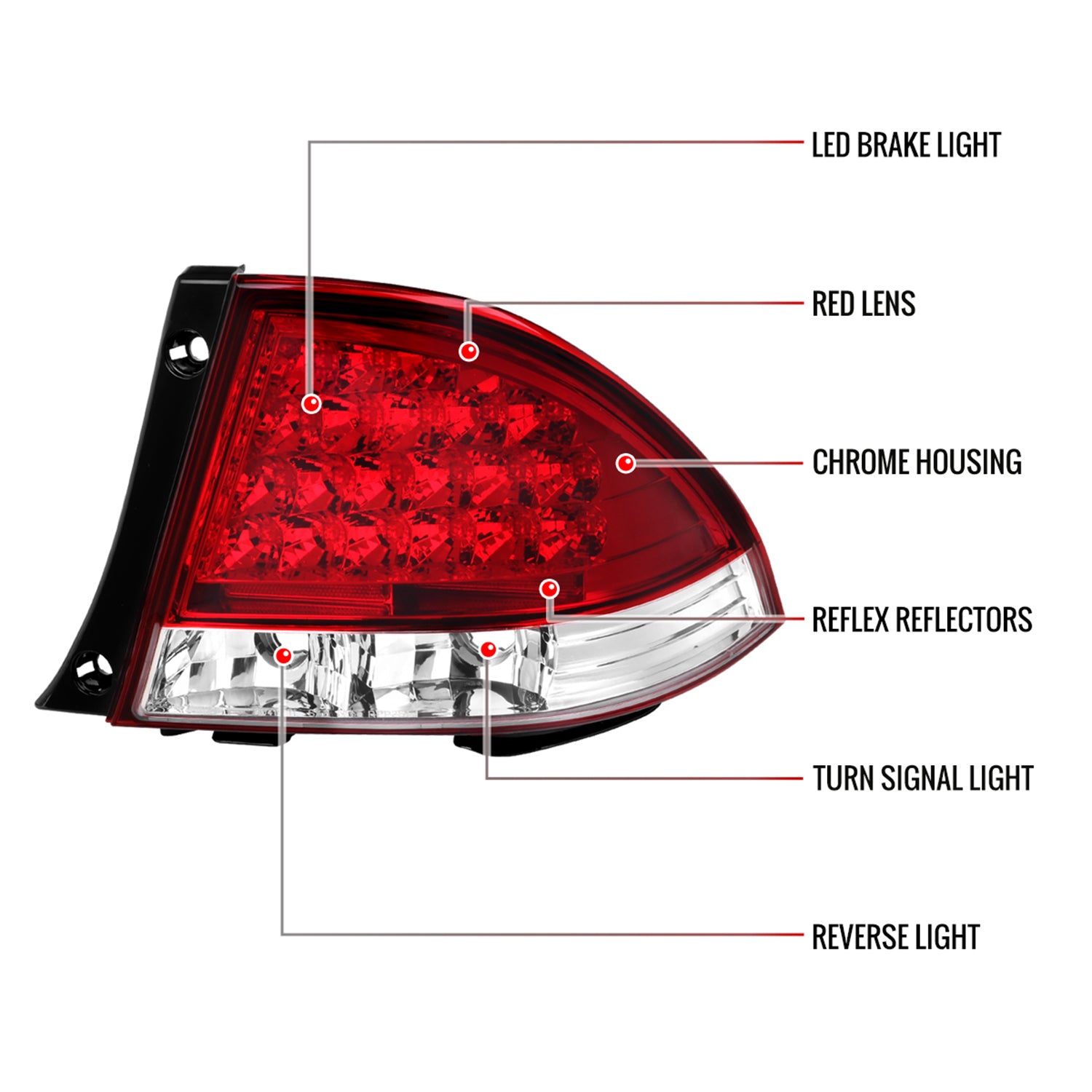 2001-2005 Lexus IS300 LED Tail Lights Chrome Housing/Red Clear Lens
